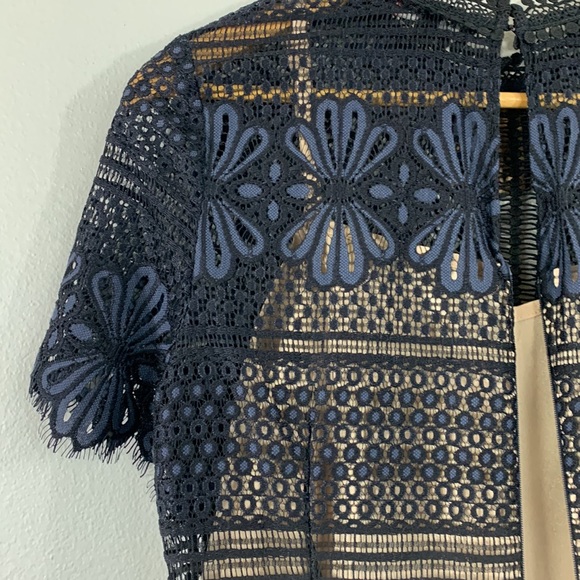 NWT Picadilly Canada Floral Lace Dress Navy Black Lined Size Small - Picture 15 of 15